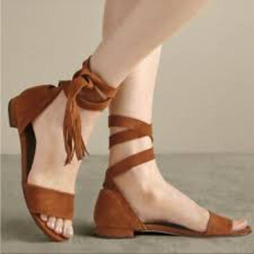 Stuart Weitzman Corbata Suede Ankle Wrap Sandals Size 7.5